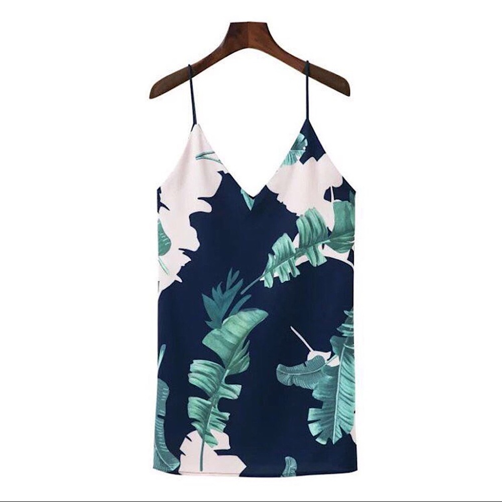 Goodnight Macaroon Meghan palm leaf slip dress